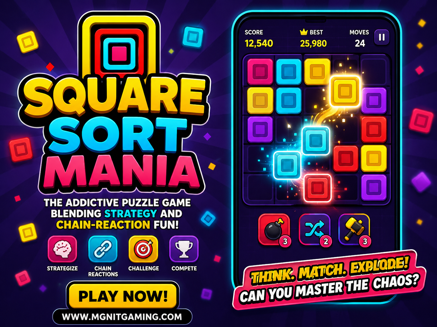 Square Sort Mania: The Addictive Puzzle Game Blending Strategy and Chain-Reaction Fun